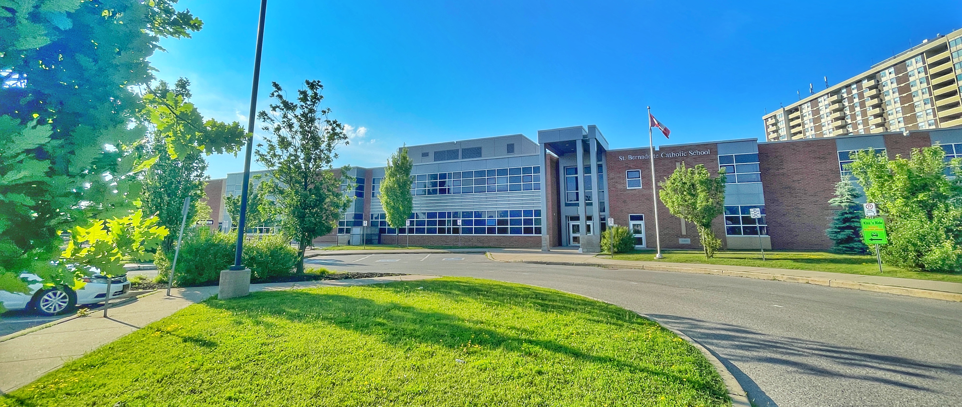 Front view of St. Bernadette Catholic School 